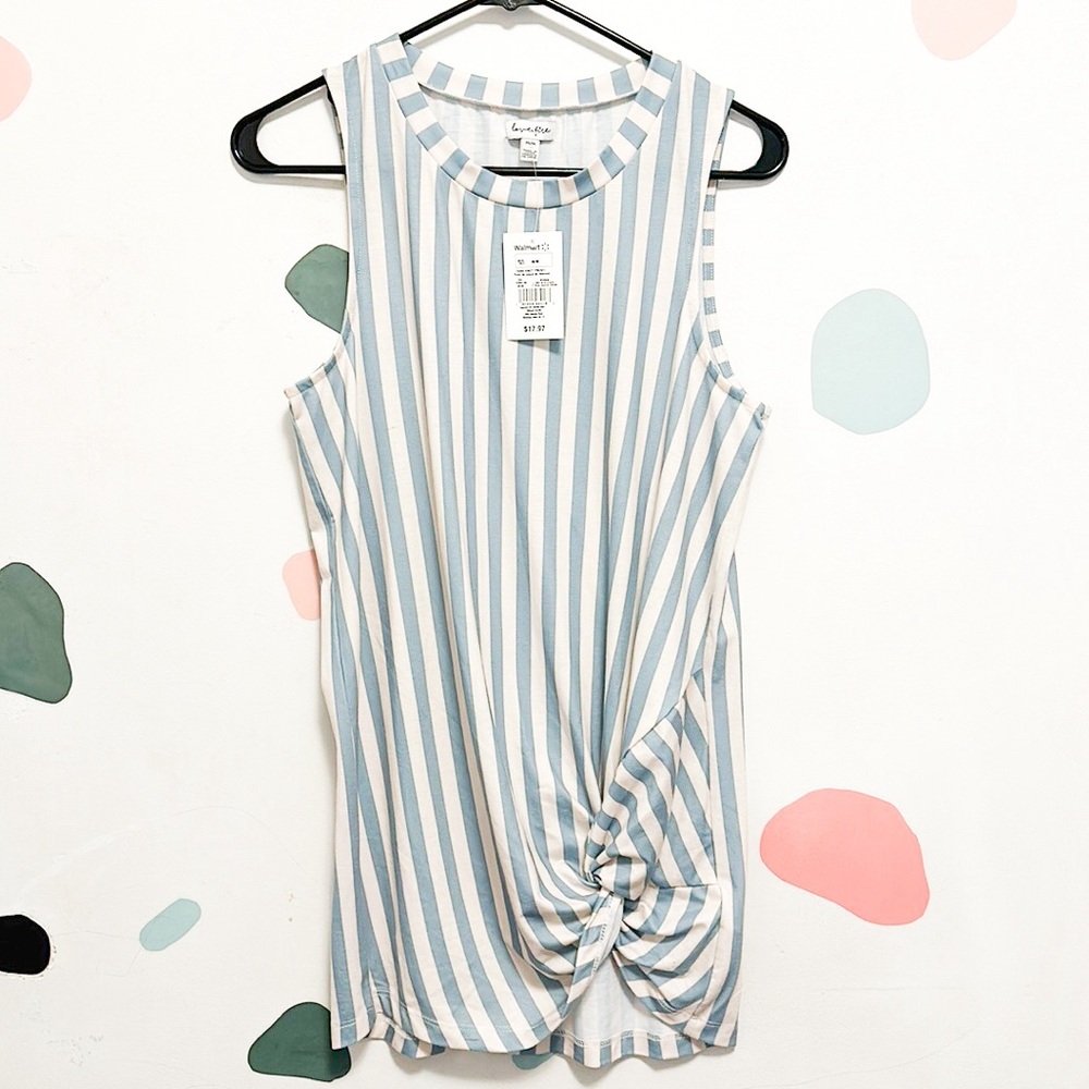 019 - Love, Fire Striped Front Tie Knot Top